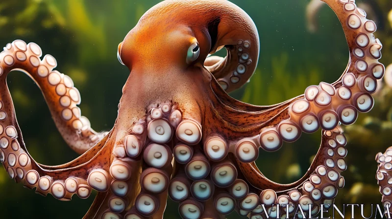 AI ART Detailed View of Octopus Tentacles in the Sea