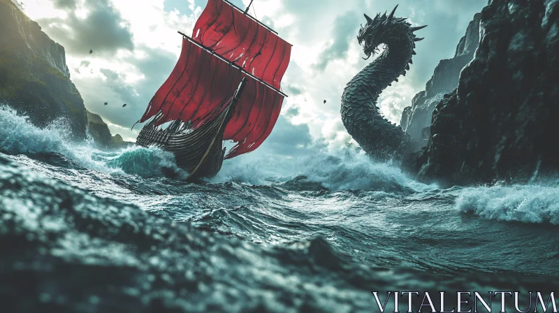 Mythical Sea Dragon vs Viking Ship
