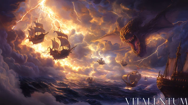Dragon vs. Ships in a Storm