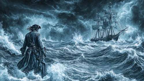 Pirate Confronting a Stormy Sea