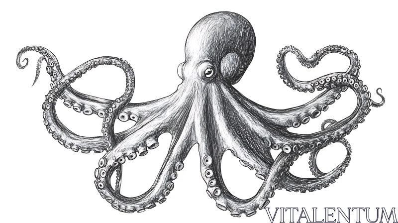 Intricate Marine Octopus Drawing AI Image