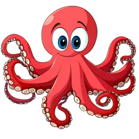 Cheerful Animated Red Octopus