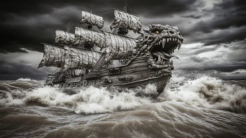 Dragon Ship in a Storm