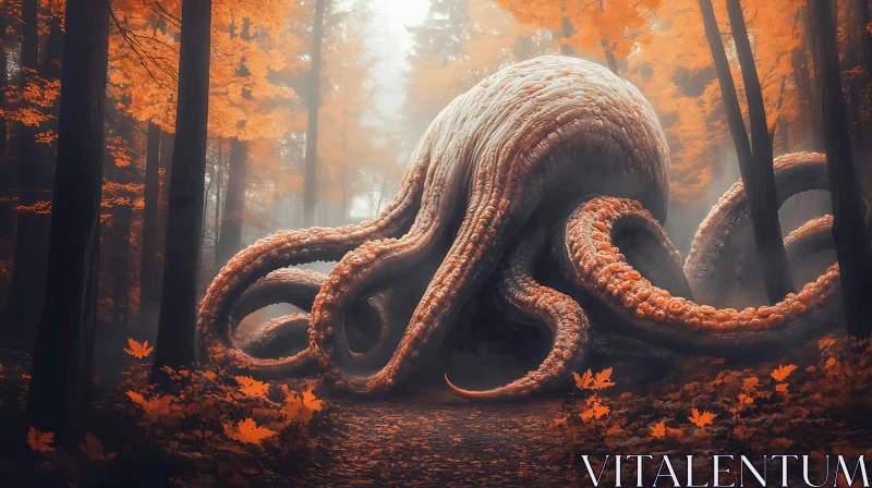 Enigmatic Creature in Autumn Woods AI Image