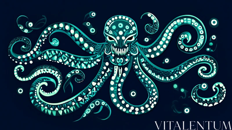 Fantasy Sea Creature with Glowing Tentacles AI Image