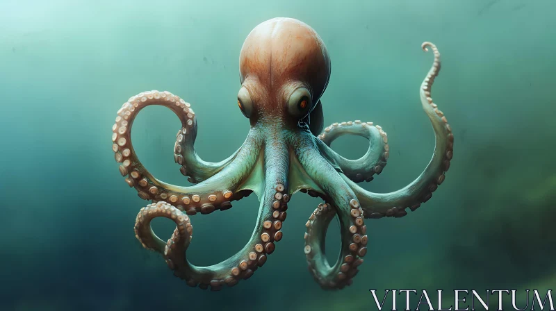 Graceful Octopus Swimming Through Tranquil Waters AI Image