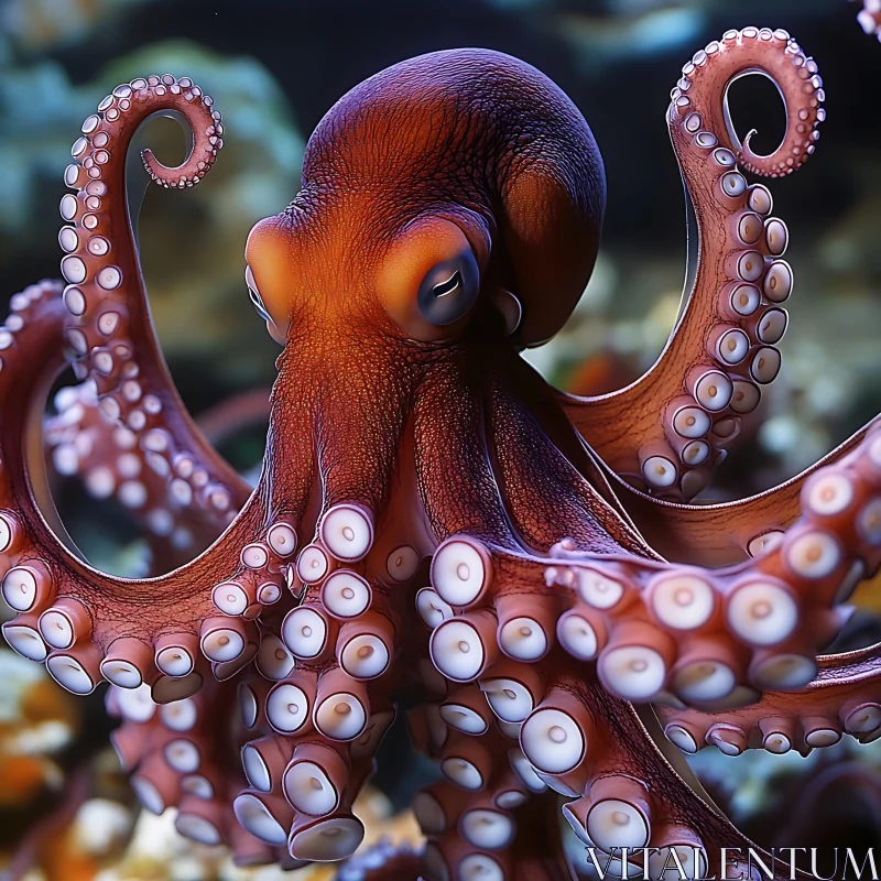 Colorful Octopus Underwater with Tentacles AI Image