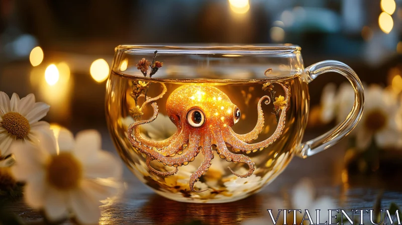 AI ART Fantasy Octopus in Teacup