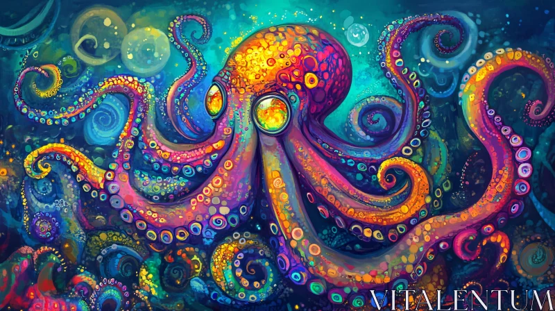 AI ART Vivid Octopus Underwater Scene