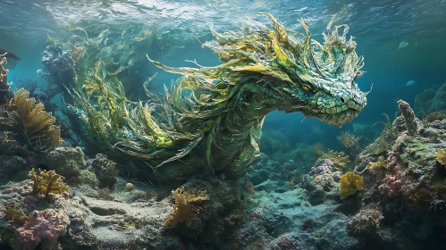 Subaquatic Dragon Among Coral Gardens