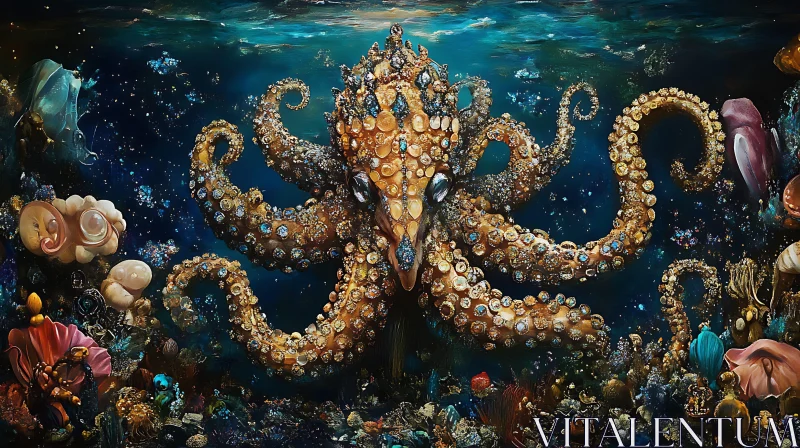 Opulent Underwater Octopus AI Image