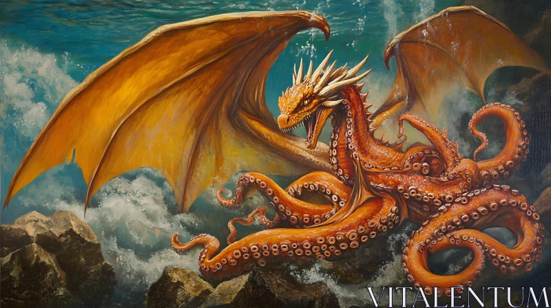 Dragon-Kraken Hybrid Artwork AI Image