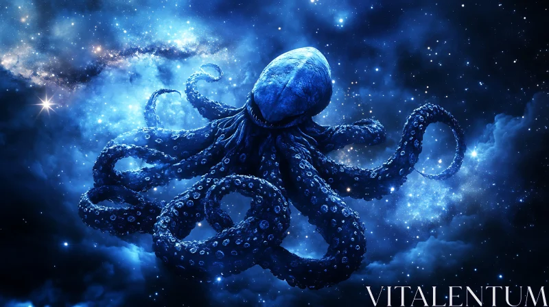 Cosmic Octopus Floating in the Universe AI Image