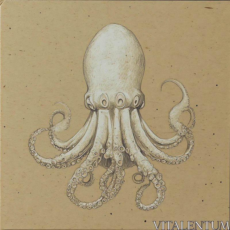 Detailed Marine Life Sketch: Octopus AI Image