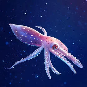 Marine Life: Squid in Deep Blue Ocean