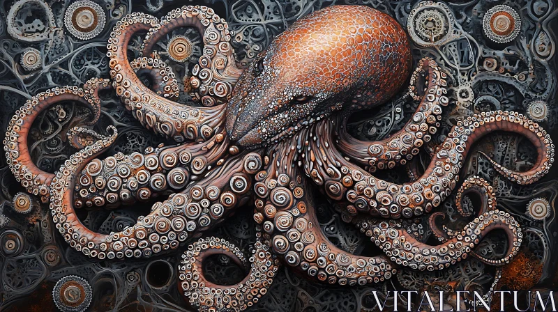 Mechanical Octopus Surrealism AI Image