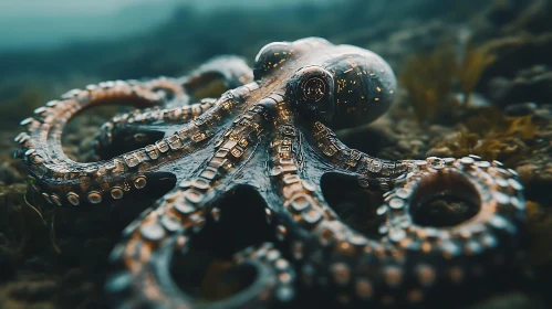 Intricate Marine Scene Featuring an Octopus