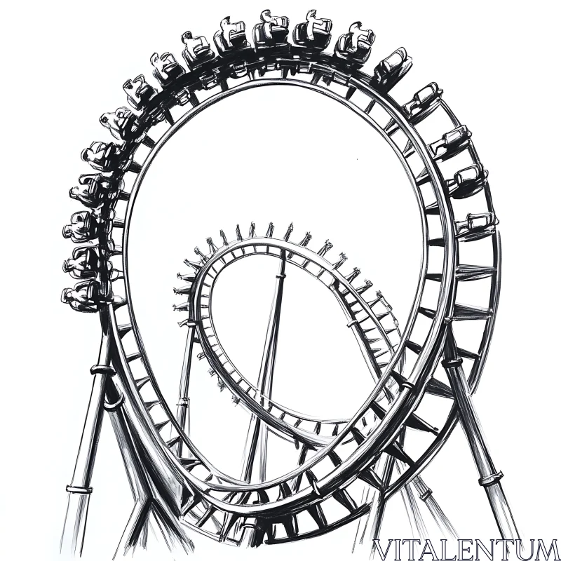 Thrilling Amusement Park Ride Concept AI Image