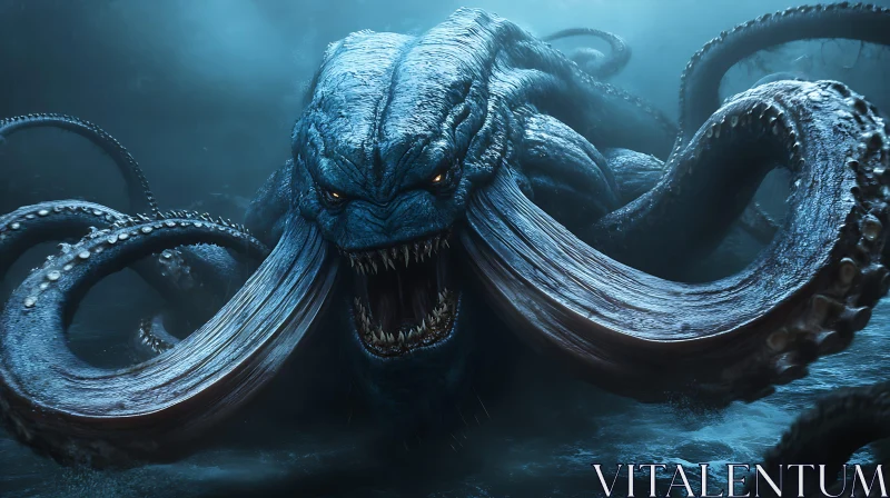 AI ART Menacing Aquatic Monster with Tentacles