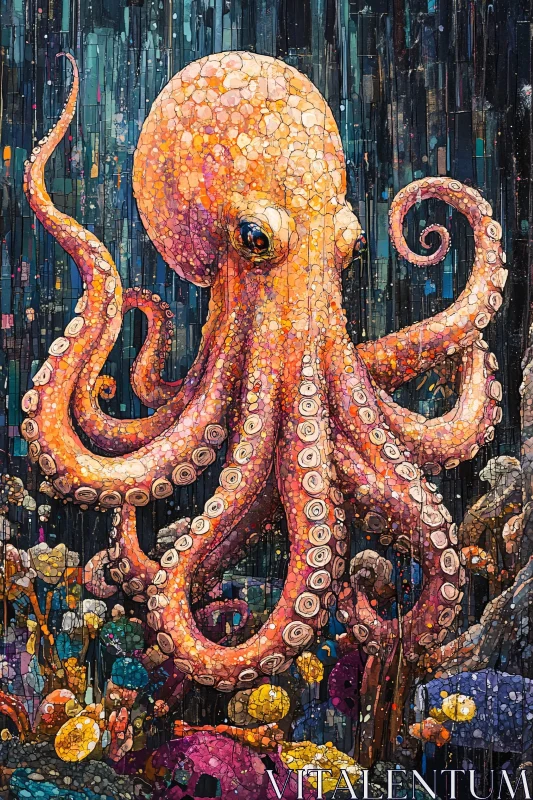 AI ART Vibrant Sea Life and Octopus Illustration