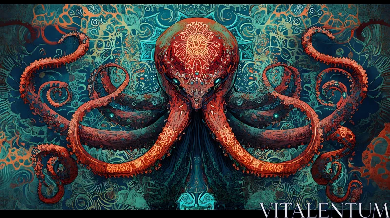 Artistic Octopus with Detailed Tentacles AI Image