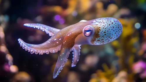 Graceful Octopus Swimming Amidst Corals