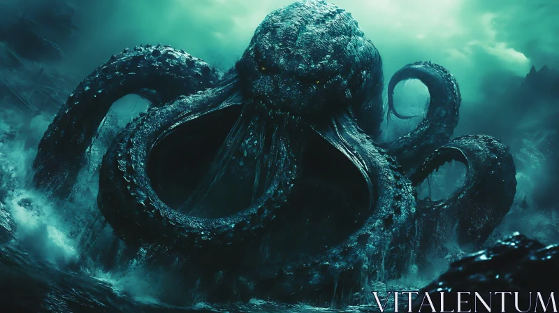 Majestic Sea Monster with Tentacles AI Image