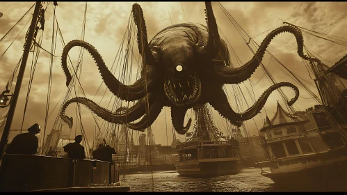 Giant Kraken Domination Over Old Harbor