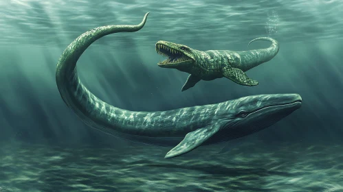 Marine Life: Whale and Ancient Sea Predator