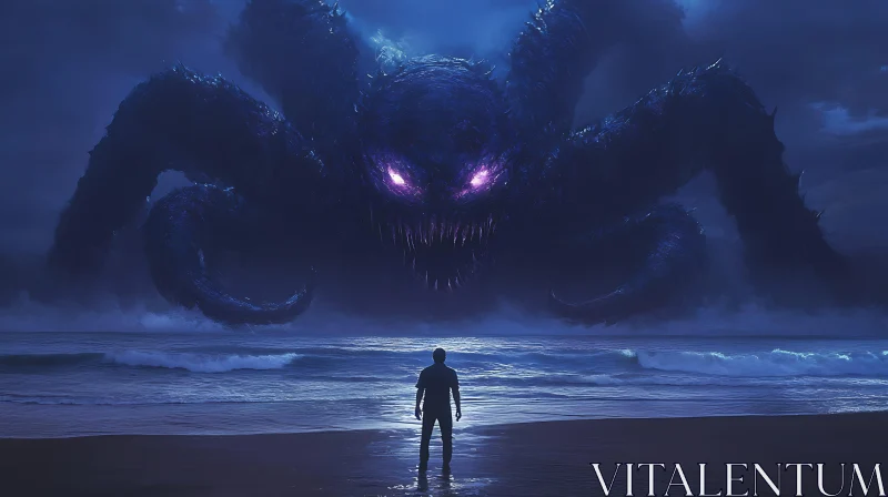 AI ART Giant Sea Monster Emerging from the Ocean