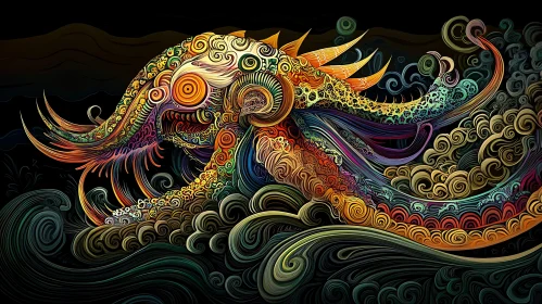 Colorful Swirling Abstract Creature Design