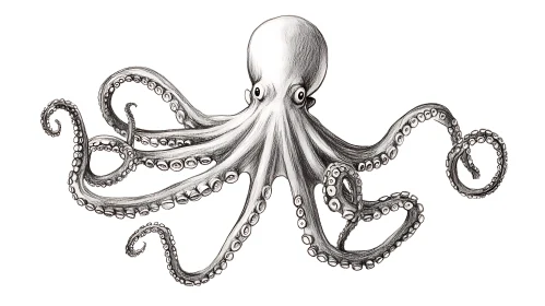 Intricate Octopus Illustration in Monochrome