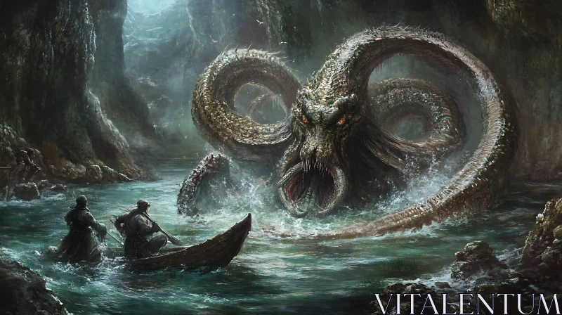 Monstrous Kraken in Mysterious Cave AI Image