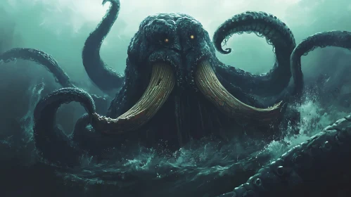 Giant Sea Monster Kraken Emerging