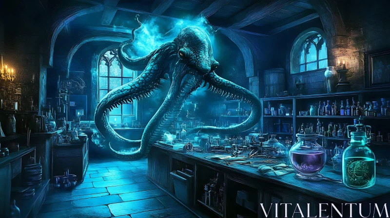 Alchemy and Magic: The Luminous Octopus AI Image