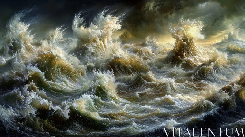 Turbulent Stormy Waves in the Open Ocean AI Image