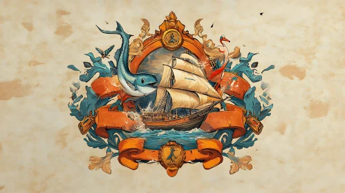 Ornate Sailing Ship Illustration