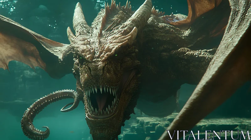Underwater Dragon in Submerged Ruins