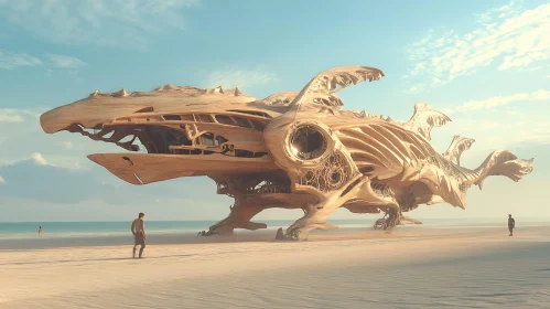 Mythical Wooden Structure on Tranquil Beach