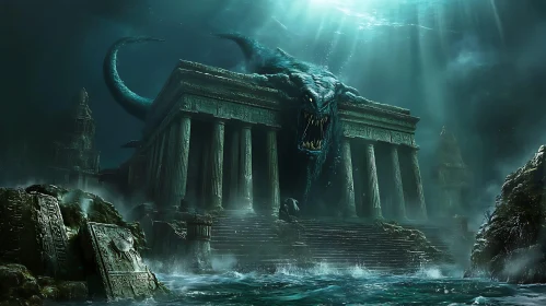 Sea Monster Attacks Submerged Ancient Temple