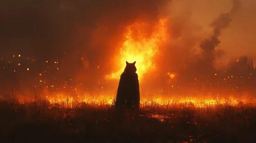 Lone Wolf Watching Fire