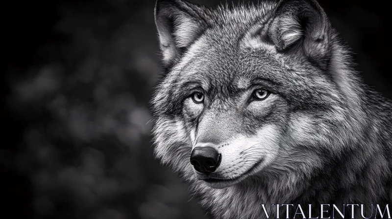 AI ART Black and White Wolf Image