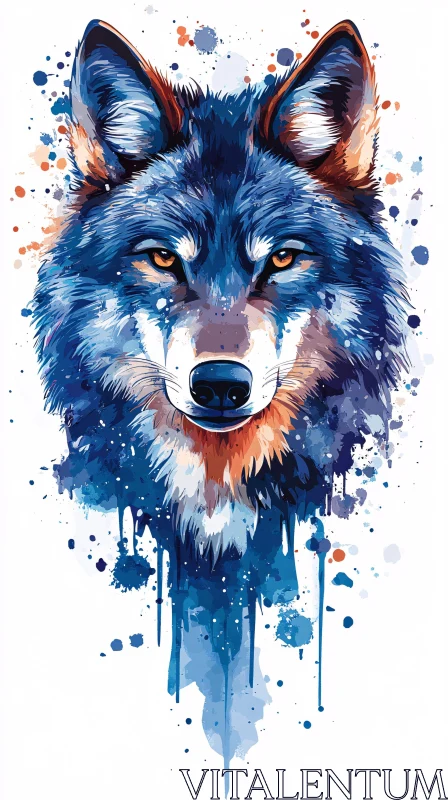 AI ART Vivid Wolf Painting in Watercolor