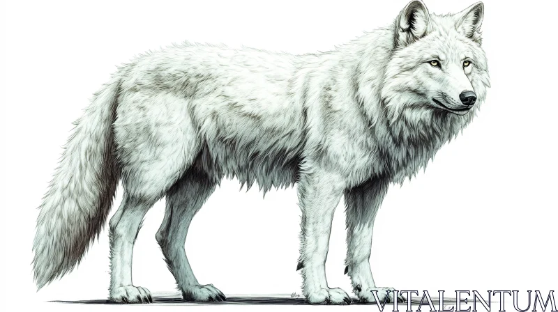 AI ART Graceful White Wolf Artwork