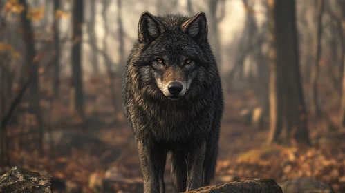 Wolf in Autumn Fog