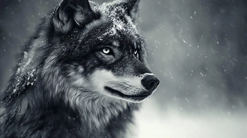 Snow-Dusted Wolf Portrait