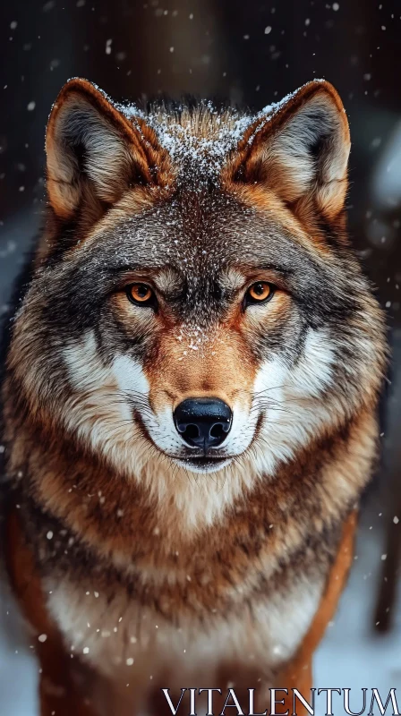 AI ART Intense Wolf Portrait in Winter