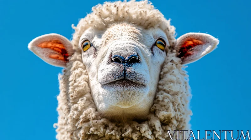 AI ART Fluffy Sheep in Blue Sky