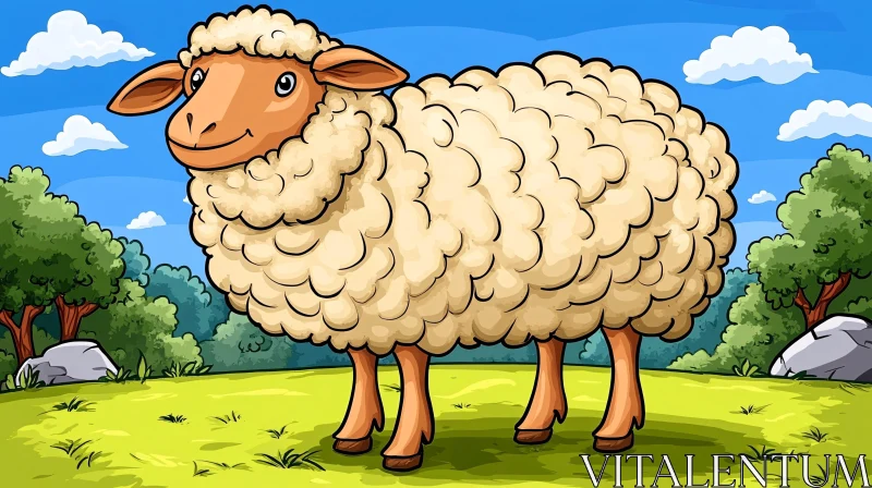 AI ART Cute Sheep Illustration