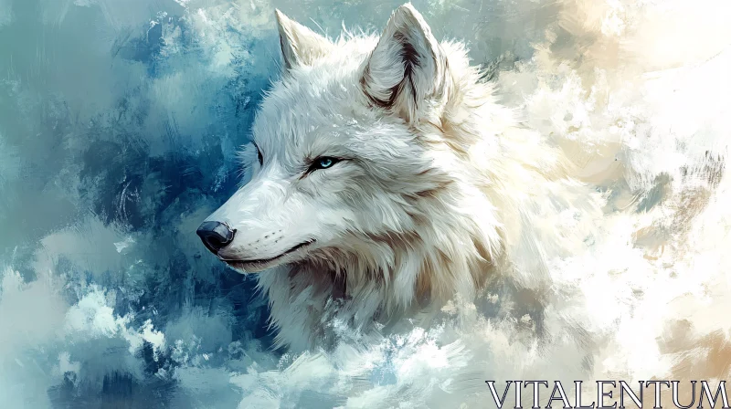 AI ART White Wolf Painting